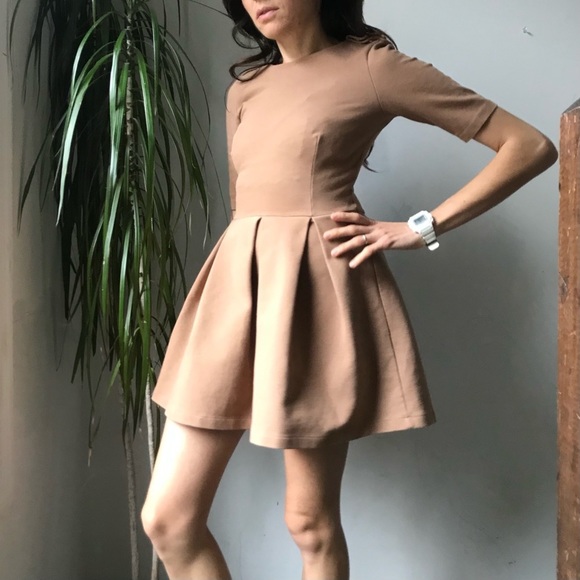 ZARA Woman Tan Mini Dress Babydoll Short Sleeve Sunrise Light Academia Size M - Picture 13 of 13